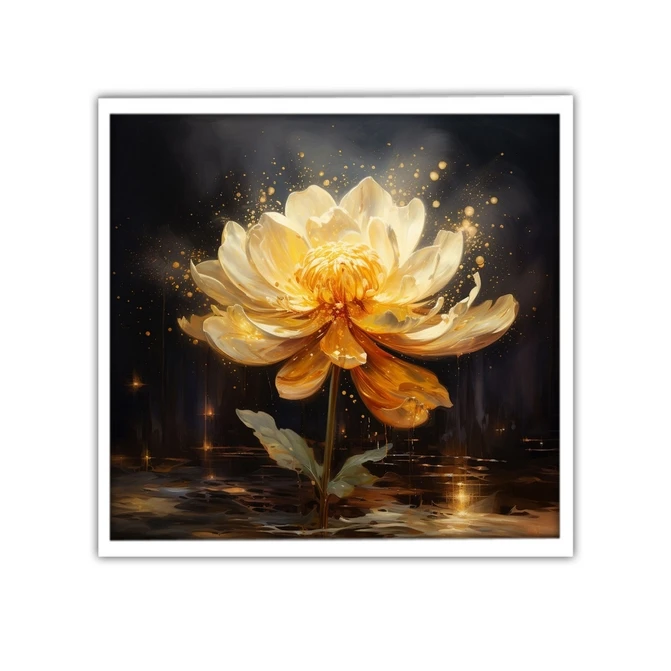 تابلو نوری بکلیت طرح گرافیکی گل نیلوفر مدل W-MID-19411