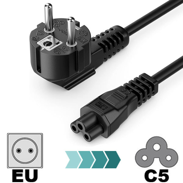 کابل برق سه پین منبع تغذیه لپ تاپ بافو مدل EU-C5 3Cx1.5MM طول 1.5 متر