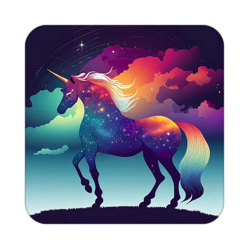 زیر لیوانی کاکتی طرح اسب تک شاخ و یونیکورن مدل mp31567