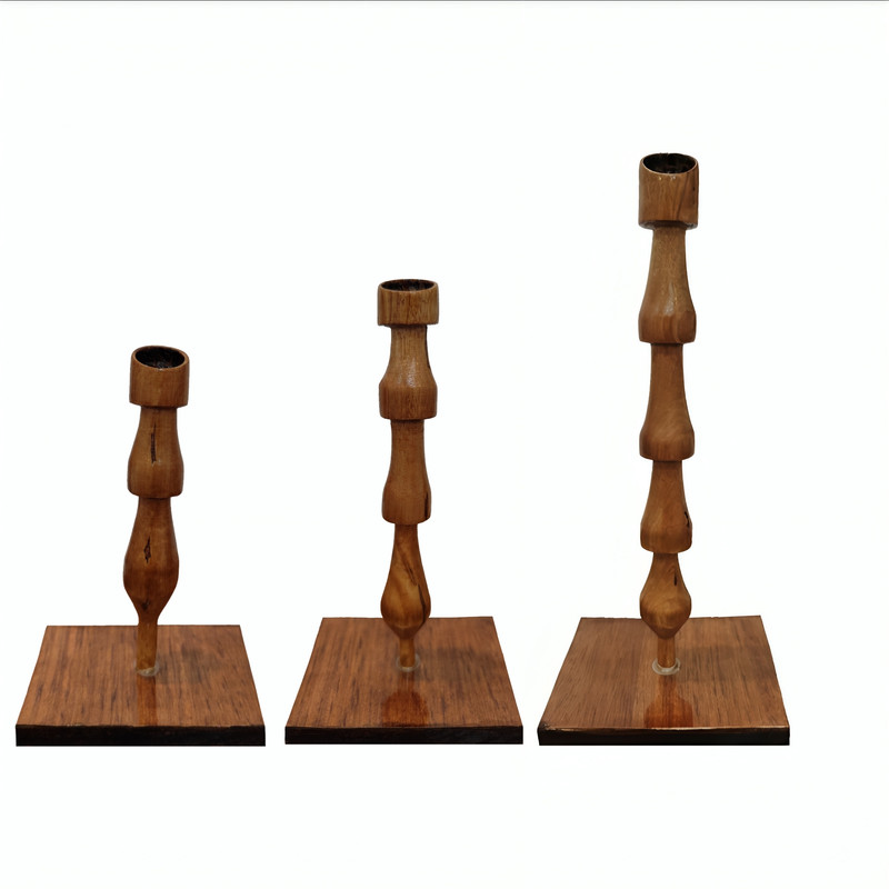 شمعدان مدل پایه دار طرح اشکی مجموعه 3 عددی