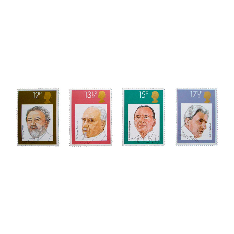 تمبر یادگاری مدل Music British Conductors کد 64 مجموعه 4 عددی