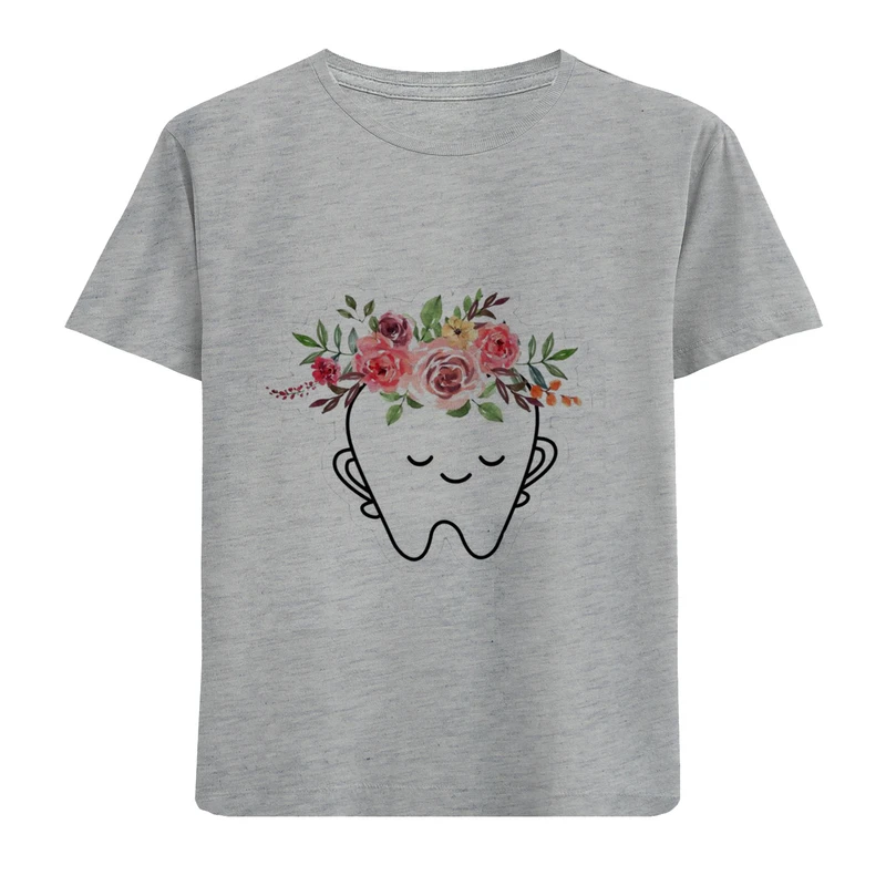 تی شرت آستین کوتاه دخترانه مدل دندون D226