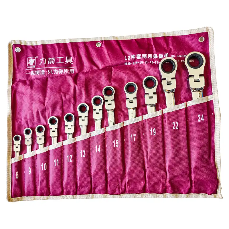 آچار یک سر تخت و یک سر رینگ جغجغه ای مدل LJA33012 مجموعه 12 عددی