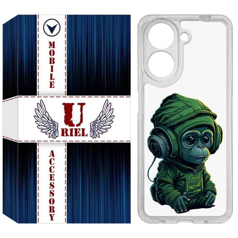 کاور یوریل مدل Clear کد 45 طرح میمون سبز مناسب برای گوشی موبایل شیائومی Redmi A5 4G / Poco C71