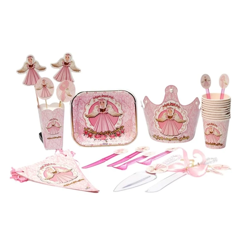 تم جشن تکلیف مدل الماس طرح دخترانه کد 18 مجموعه 80 عددی 