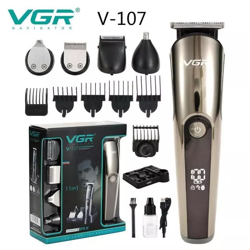 ست ماشین اصلاح موی صورت و بدن وی جی ار مدل V-107 -  - 9