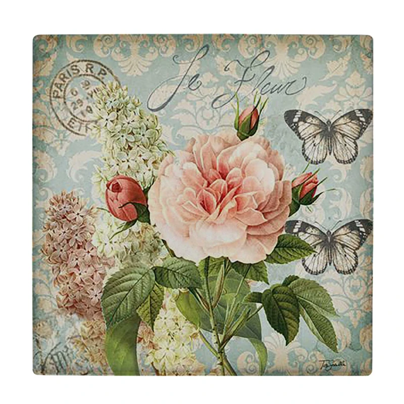  زیر لیوانی  طرح نقاشی گل و پرانه ها کد    6167382_5490