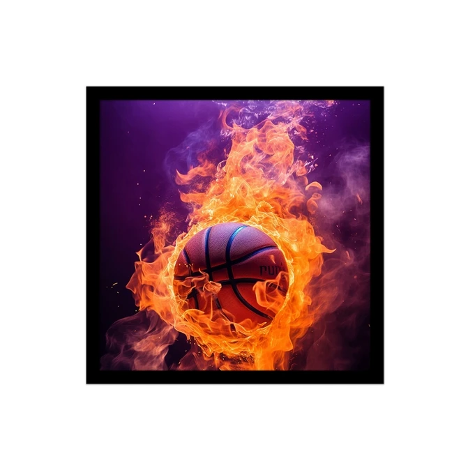 تابلو نوری بکلیت طرح توپ بسکتبال و آتش مدل B-MID-16453