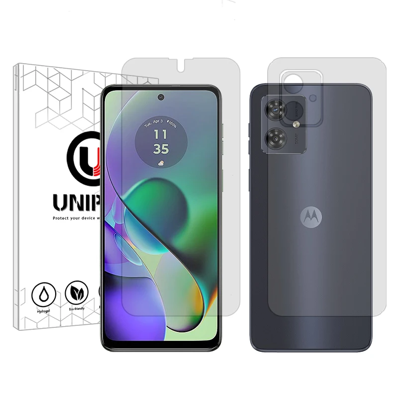 محافظ صفحه نمایش شفاف یونی پرو مدل 5 Star مناسب برای گوشی موبایل موتورولا Moto G54 به همراه محافظ پشت گوشی