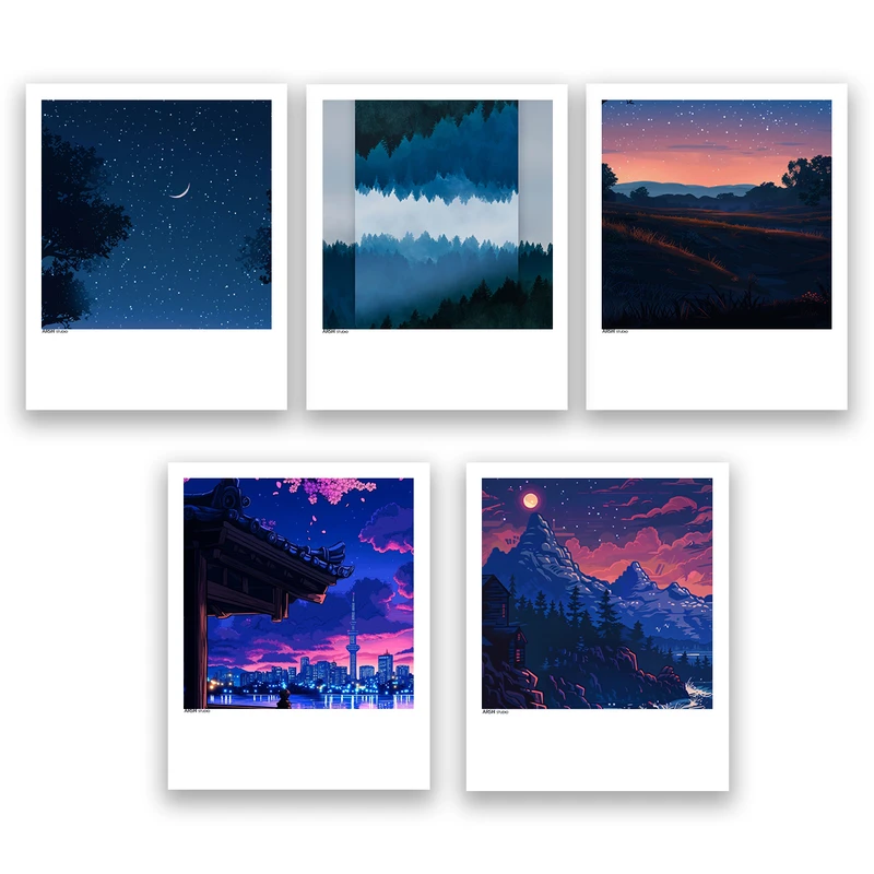 آویز تزیینی عرش مدل فانتزی منظره کد Asa1180 مجموعه پنج عددی