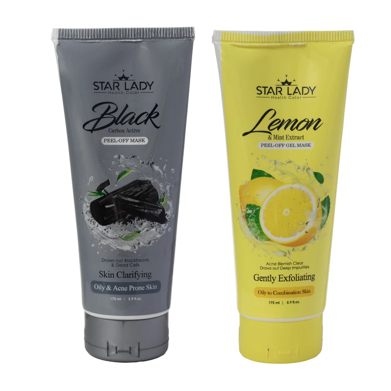 ماسک صورت استارلیدی مدل ذغال فعال به همراه ژل ماسک صورت استارلیدی مدل لیمو حجم 175 میلی لیتر