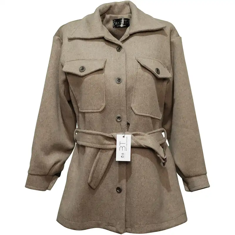 پالتو زنانه بی تی مدل فوتر کد CrK22 رنگ کرم