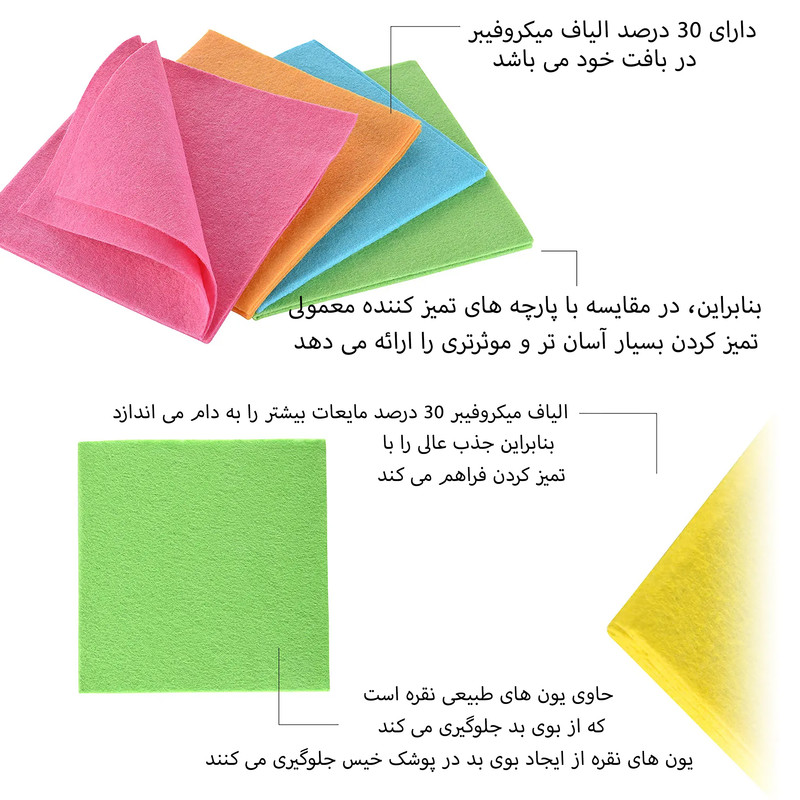 دستمال نظافت آشپزخانه پروف مدل Rainbow بسته 5 عددی