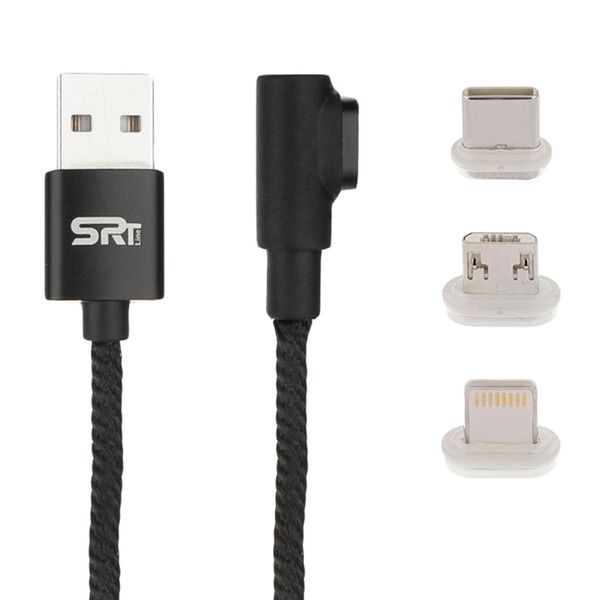 کابل تبدیل USB به microUSB/لایتنینگ/USB-C اس آر تی لاین مدل A90 طول 1 متر