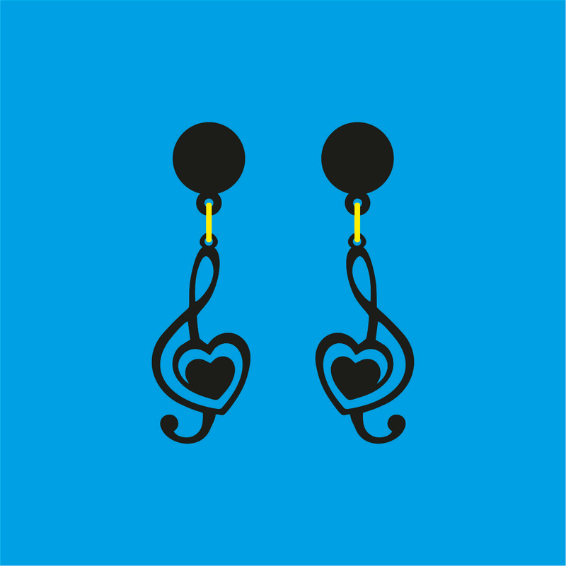 گوشواره دخترانه مدل نت قلب دار گوشواره دخترانه مدل نت قلب دار