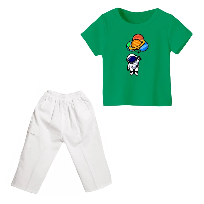 ست تی شرت و شلوارک پسرانه مدل فضانورد کد ۱۹