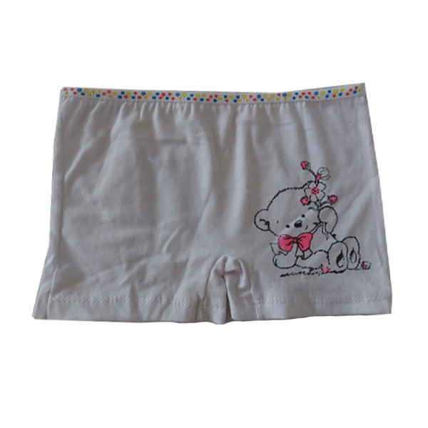 شورت دخترانه طرح خرسی رنگ سفید