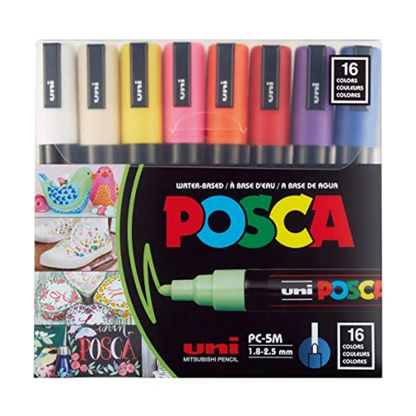 ماژیک یونی بال مدل POSCA 5M بسته 16 عددی