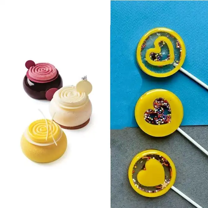 قالب شکلات مدل آبنبات شیکر قلب و دایره اسپیرال