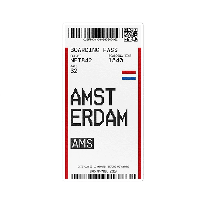 استیکر لپ تاپ ماسا دیزاین طرح تیکت Amsterdam مدل STK1427
