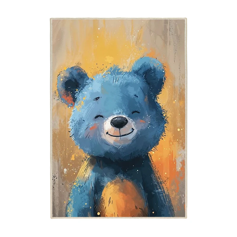 فرش ماشینی 1000 شانه زمینه قهوه‌ای حاشیه قهوه ای مدل اورکوم طرح اتاق کودک کد kids.9011.01