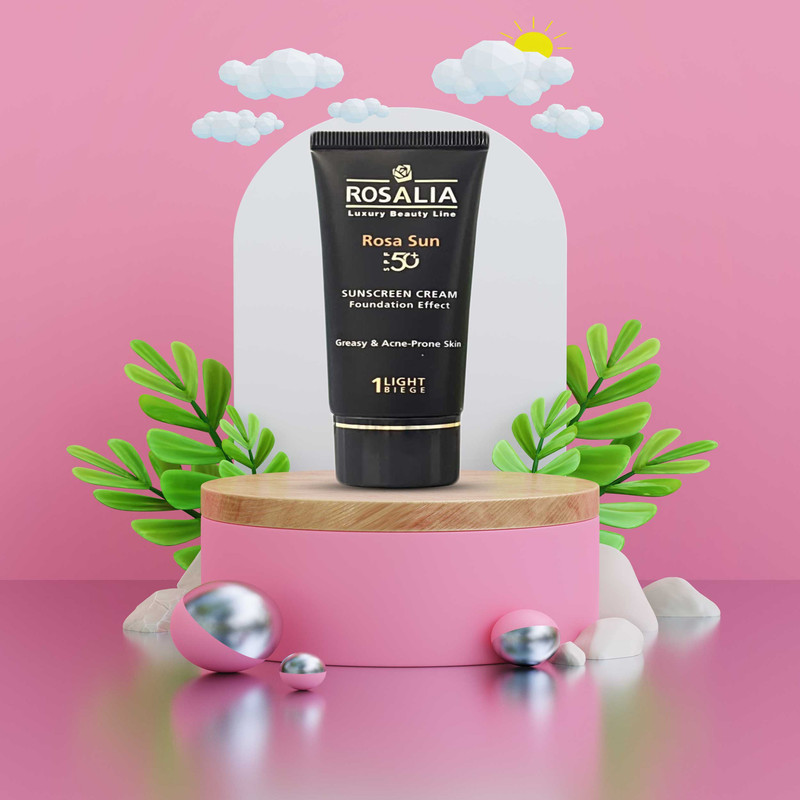 کرم ضد آفتاب رنگی رزالیا SPF50 مدل D-S Skin_LB مناسب پوست های خشک و حساس حجم 40 میلی لیتر