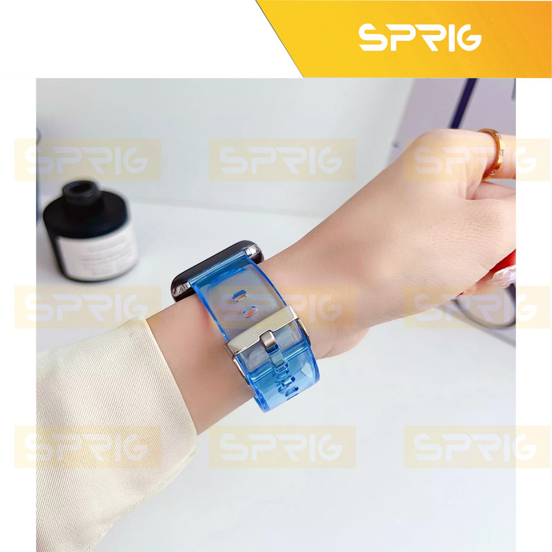 بند اسپریگ مدل Clear Silicone مناسب برای اپل واچ سری Se/1/2/3/4/5/6/7/8/9/Ultra/Ultra2 سایز 42/44/45 میلی متری