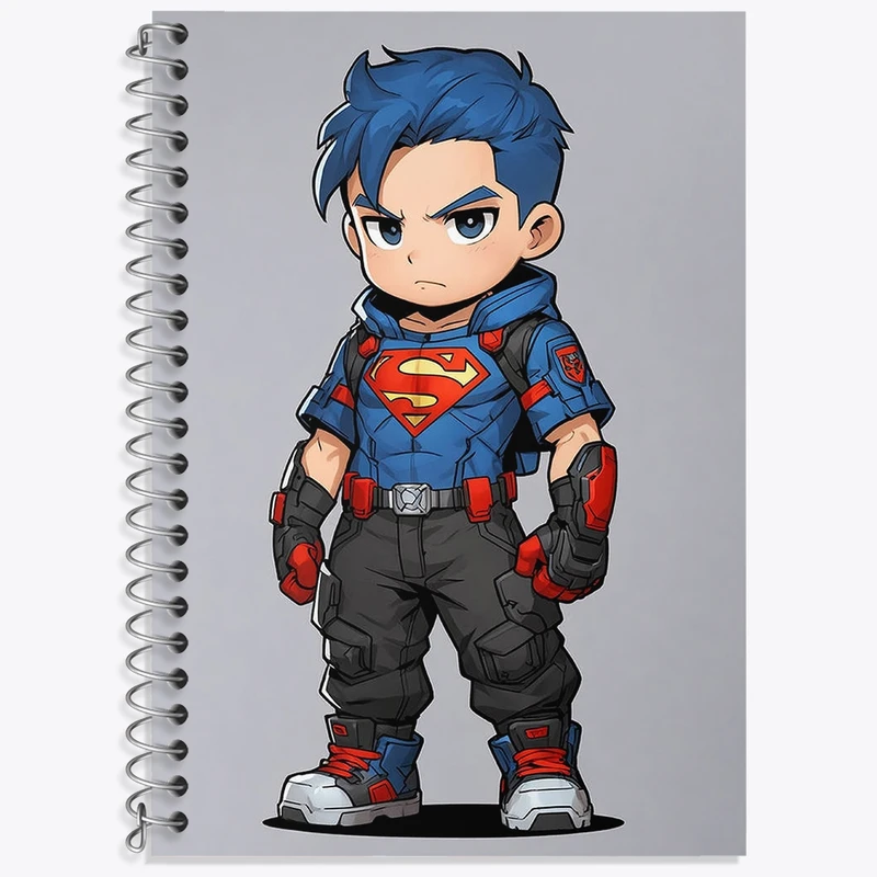 دفتر زبان 50 برگ خندالو مدل دو خط طرح پسر سوپرمن کد N1479