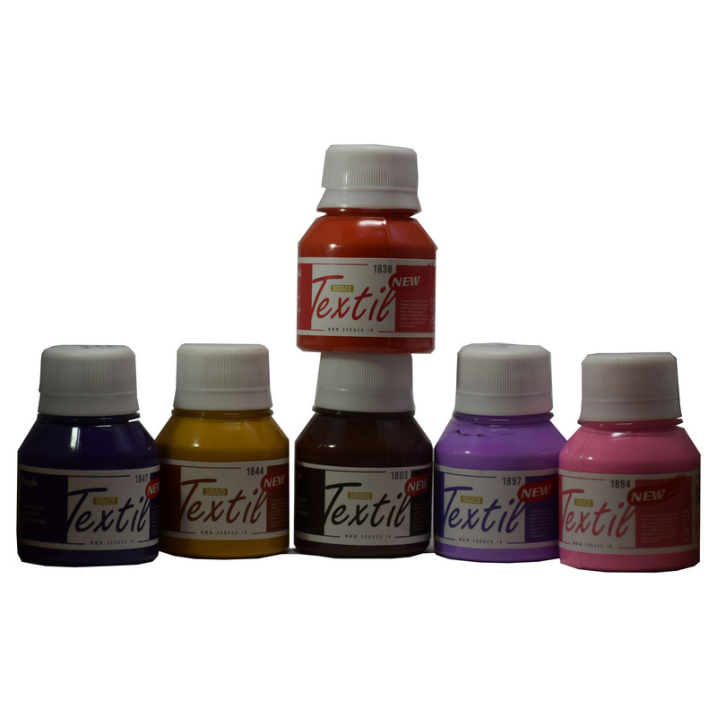 رنگ پارچه سوداکو مدل TexTieکد ۰۱ حجم ۵۵ میلی لیتر بسته 6 عددی