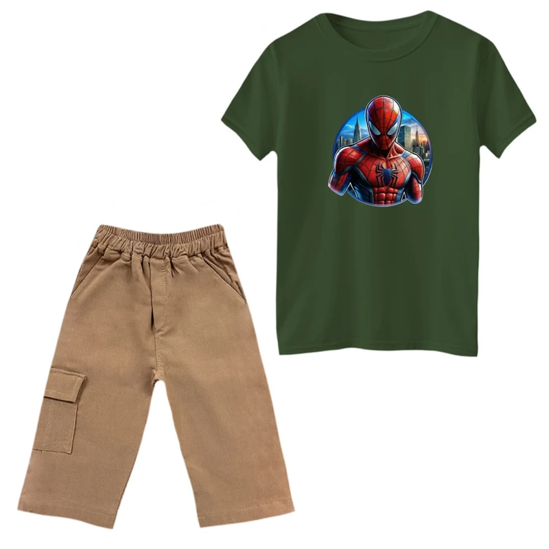 ست تی‌شرت و شلوارک پسرانه مدل اسپایدرمن کد 01