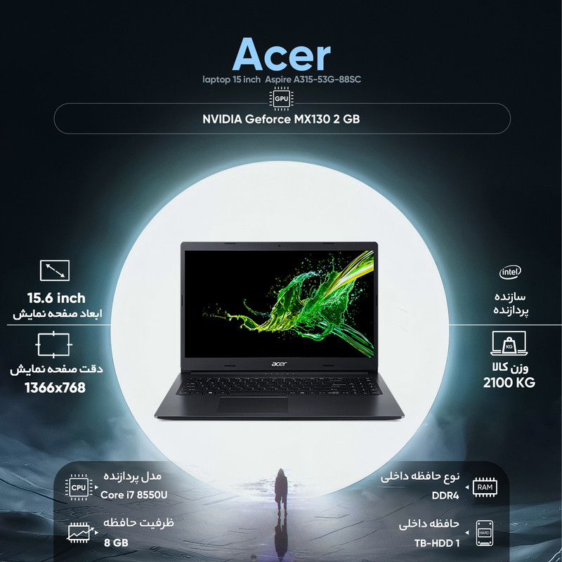 لپ تاپ 15 اینچی ایسر مدل Aspire A315-53G-88SC