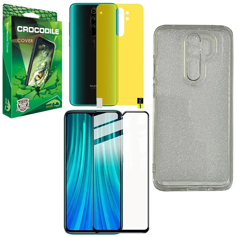 کاور کروکودیل مدل CO-PC-AAA مناسب برای گوشی موبایل شیائومی Redmi Note 8 Pro به همراه محافظ صفحه نمایش و محافظ پشت گوشی