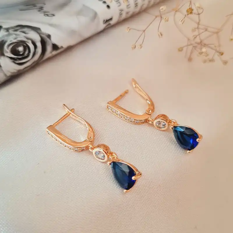 گوشواره زنانه ژوپینگ مدل نگینی رنگی