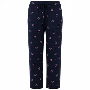 Women's heart-print lounge pants for indoor wear – medium fit