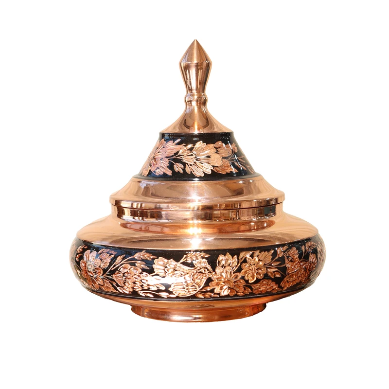 شکلات خوری مسی صنایع دستی فاخر مدل الماس تراش دو الماسه تراش نیمه تراش کد HQSpaceship21p20half