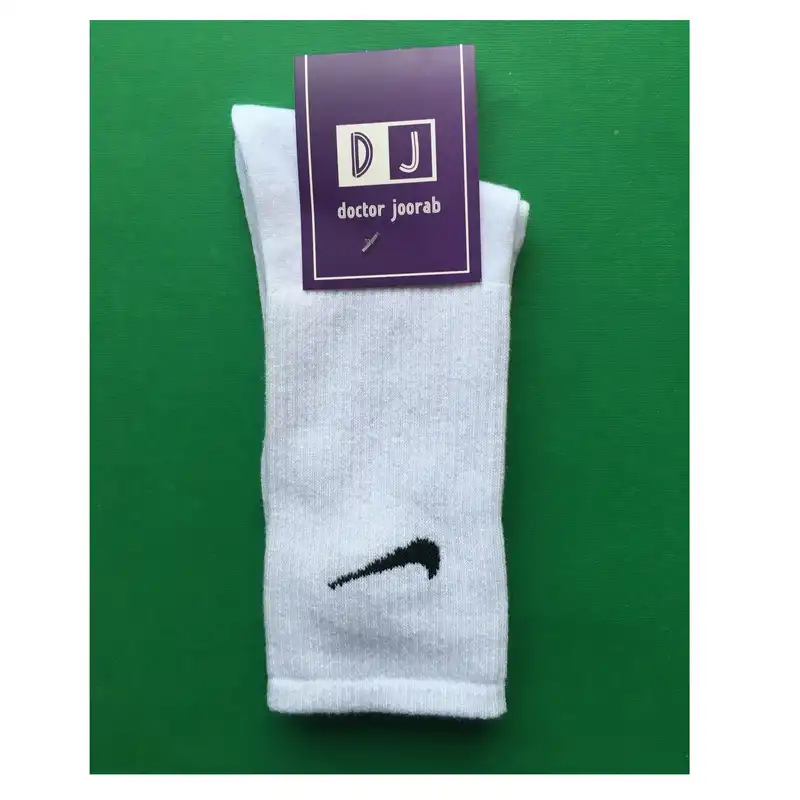 جوراب ورزشی ساق بلند زنانه دکتر جوراب مدل کشی کد NK-WH401625 رنگ سفید
