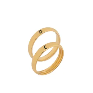 انگشتر گيلواره زراوشان مدل استیل ماه و خورشید کد T12 بسته 2 عددی