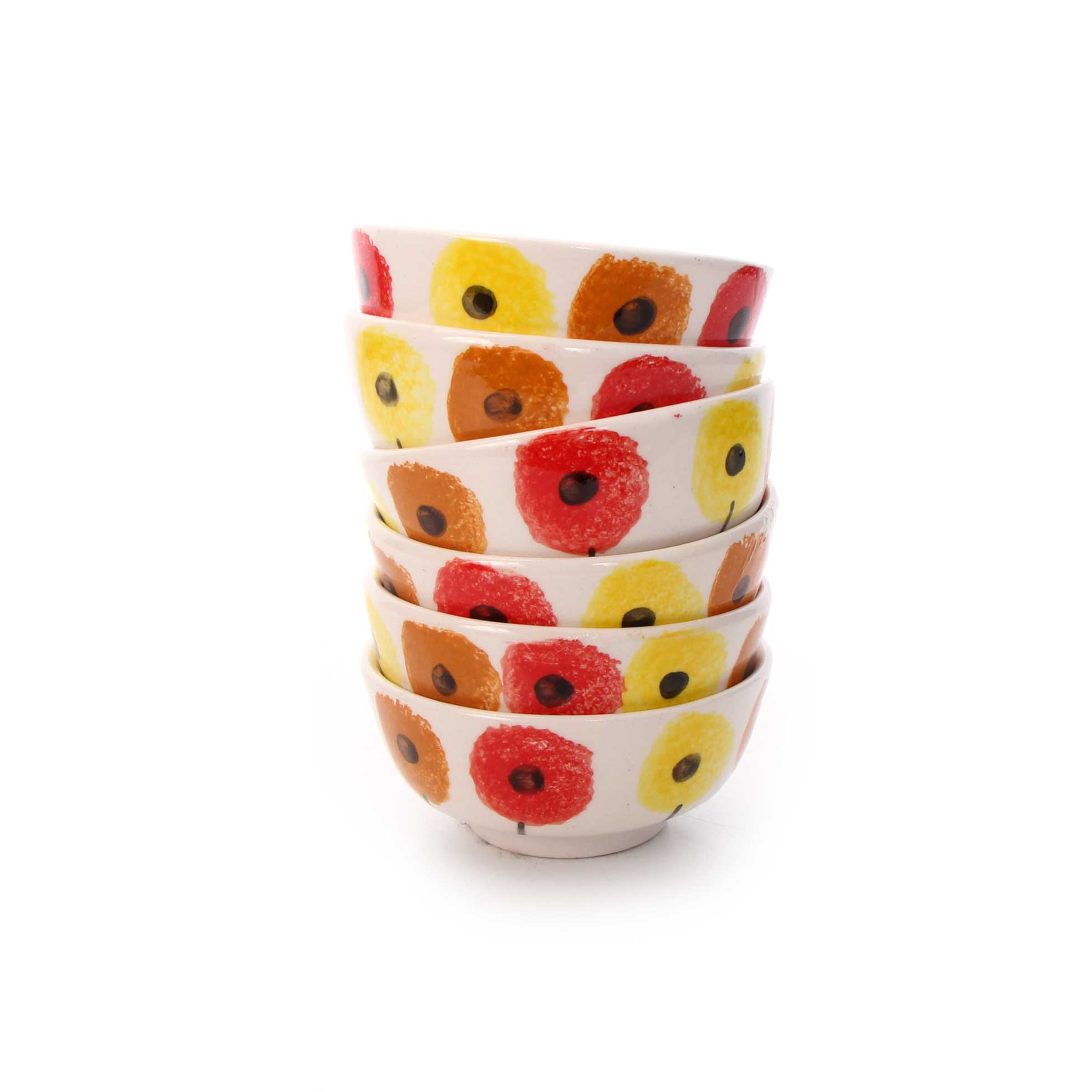 کاسه سفالی عسل خوری آرانیک مدل شقایق کد 1004000165 بسته 6 عددی