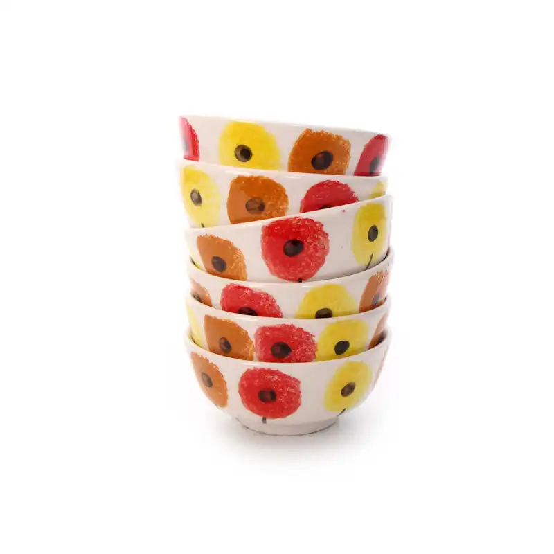 کاسه سفالی عسل خوری آرانیک مدل شقایق کد 1004000165 بسته 6 عددی