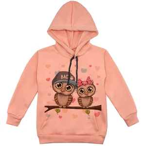 هودی دخترانه مدل جغد عاشق F12 رنگ گلبهی