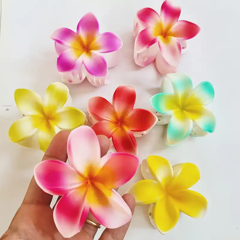 کلیپس مو زنانه مدل گل پلومریا استوایی پنج پر کد brg 3759