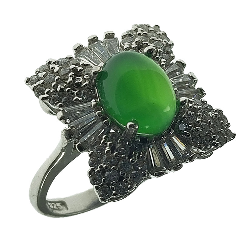 انگشتر نقره زنانه سلین کالا مدل عقیق یشم کد 53 انگشتر نقره زنانه سلین کالا مدل عقیق یشم کد 53