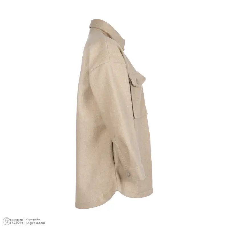 پالتو زنانه ژیار مدل دوجیب رنگ کرم