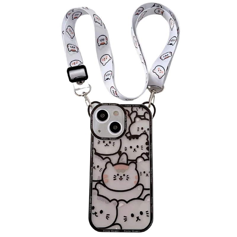 کاور مدل گربه کد 1513 مناسب برای گوشی موبایل اپل IPHONE 12 PRO MAX به همراه بند