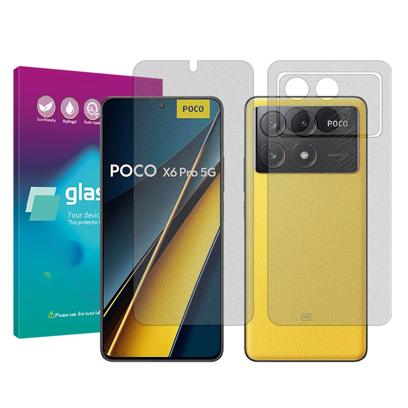 محافظ صفحه نمایش مات گلس پرو مدل Resistant مناسب برای گوشی موبایل شیائومی Poco X6 Pro به همراه محافظ پشت گوشی