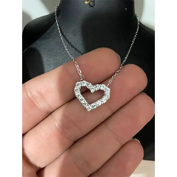 گردنبند نقره زنانه مدل قلب کد 7784