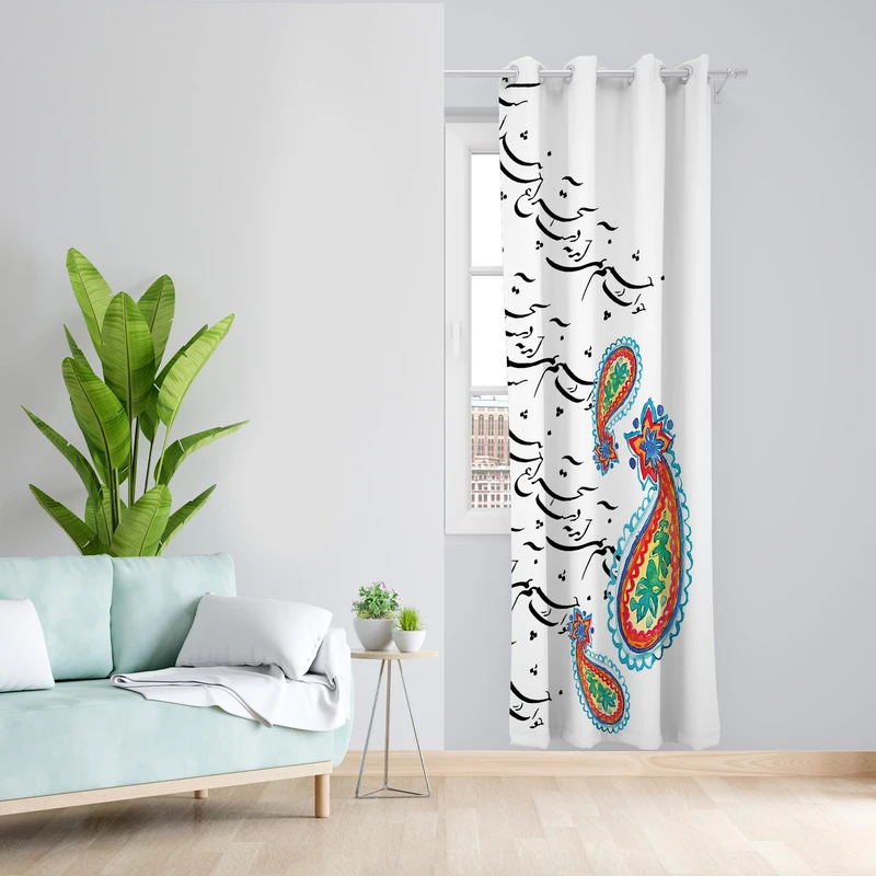 پرده طرح شعر مدل مخمل پانچی کد 1366 سایز 140x200 سانتی متر