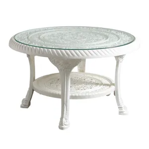 میز پذیرایی گرد مدل گل نقش پایه کوتاه