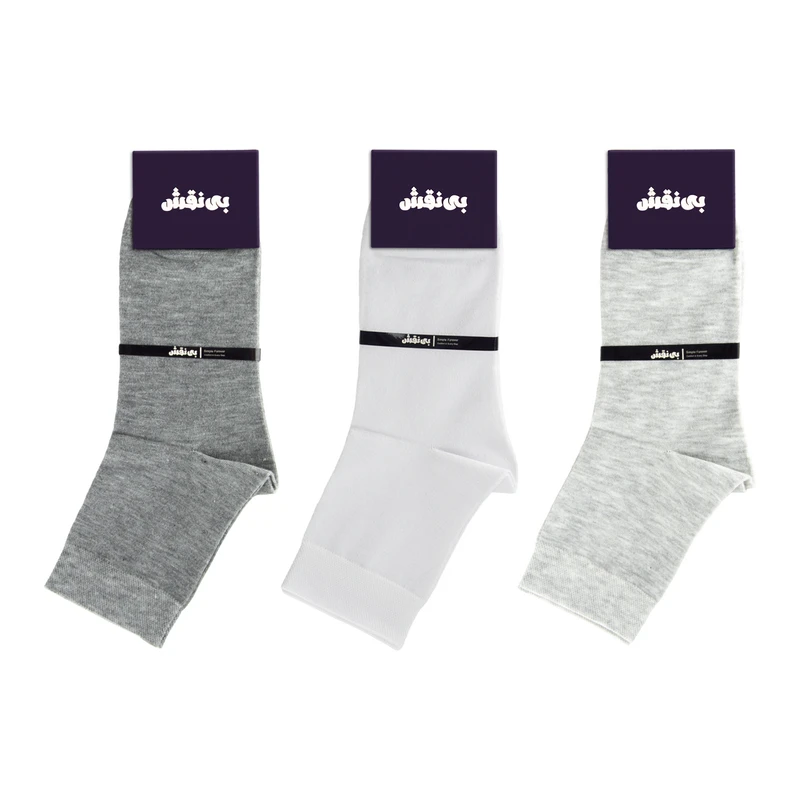 جوراب نیم ساق مردانه بی نقش مدل ساده کد BMJ-359 بسته 3 عددی