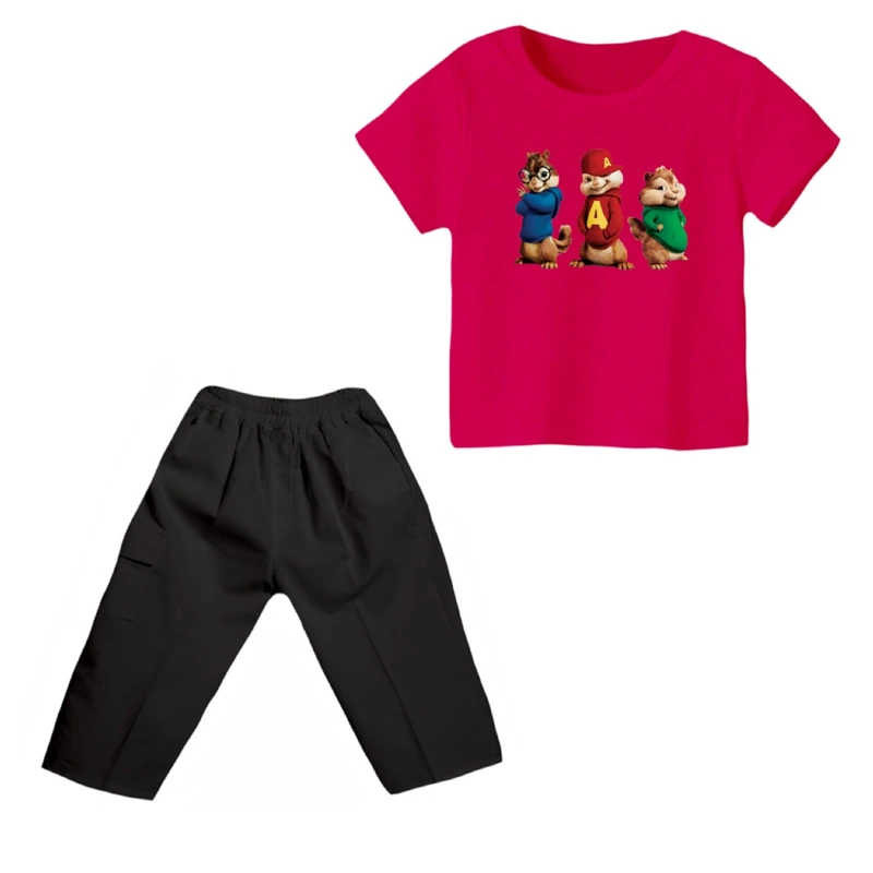 ست تی شرت و شلوارک پسرانه مدل آلوین و سنجاب ها کد ۲